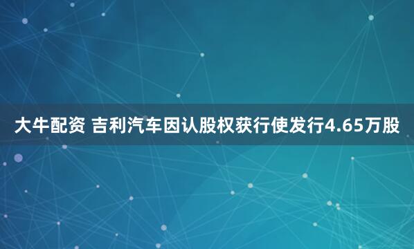 大牛配资 吉利汽车因认股权获行使发行4.65万股